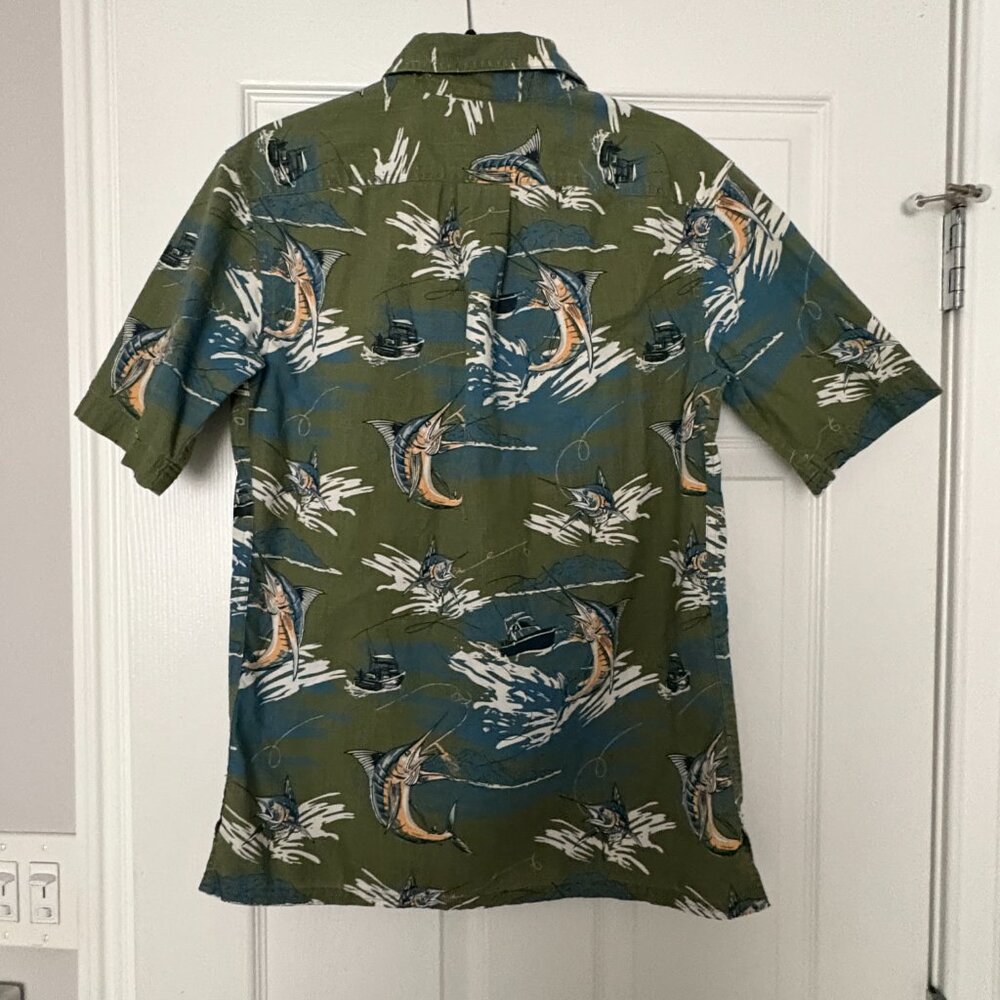 CROFT & BARROW Men’s Short-Sleeve Shirt 100% Cotton Billfish & Boats Size Small - Picture 2 of 6